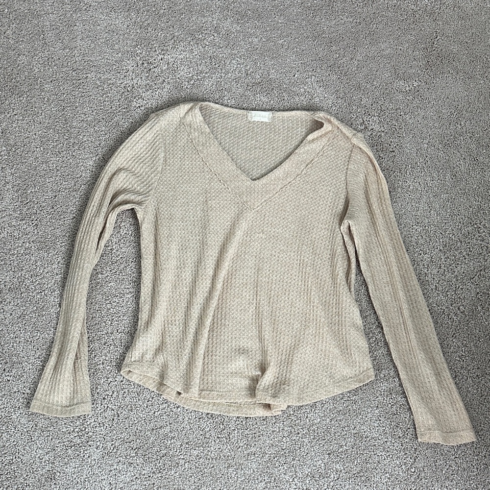 Altar'd State Cream V-Neck Blouse